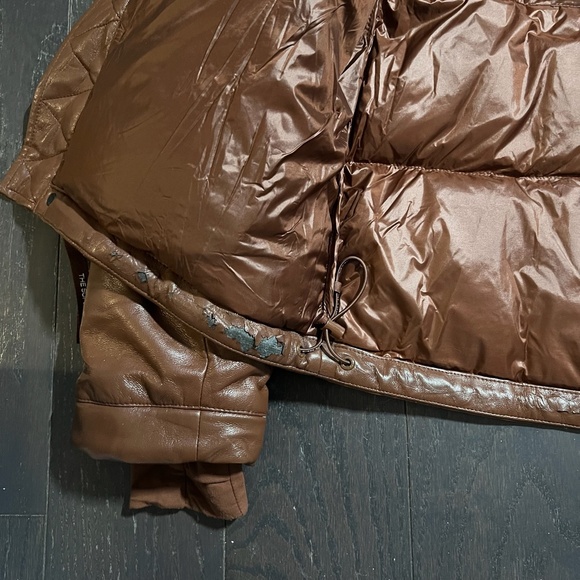 Aritzia Super Puff Puffer Jacket Brown Vegan Leather Women's Size SMALL - Picture 8 of 16